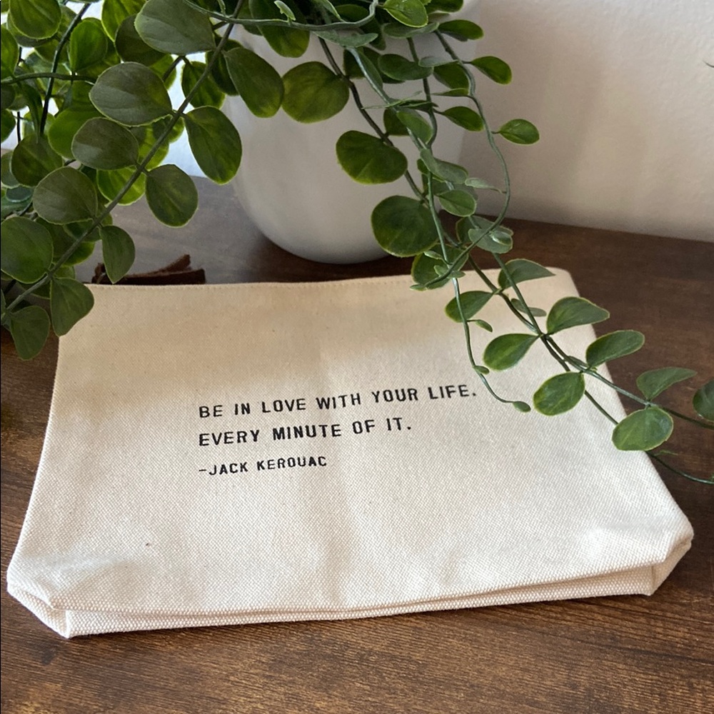 NWOT Canvas Pouch with Inspirational Quote - Picture 2 of 15